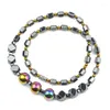 Pendant Necklaces Black Faceted Men's Necklace Natural Hematite Stone Colorful Round Beads Handmade Summer Fashion Jewelry For Party