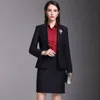 Deux pièces robe coréenne automne dames formelles bleu marine Blazer femmes costumes d'affaires avec ensembles vêtements de travail bureau uniforme grande taille jupe veste 230617