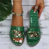 Slippers Fashion Sexy Chain Lock Solid Color Plus Size 2022 Летний новый стиль римский стиль.