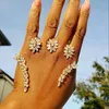 Bangle Stonefans Luxury Leaf Shape Hand Palm Bracelet Cuff For Women Adjustable Claw Open Zircon Accessory Jewelry