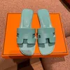 Netizen Summer New Style Sandaler och tofflor Womens Sandals Luxury Designer Slide tofflor Mångsidig platt botten äkta läderstrand Stora tofflor 35-42 +Box