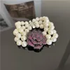 Bracelets, boucles d'oreilles, collier, ensemble de boucles d'oreille, 3 cordes de bracelets de fleurs en perles blanches