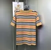 Women's T-shirt 2023 Summer New Striped Knitted Women's Contrast Polo Neck Short Sleeve Loose Fashion Women's Polos