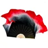 Stage Wear 1 Pair Handheld Bamboo Fan Real Silk Veil Ribs Double Sided Show Props Performance (1L 1R)