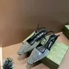 Nuevas sandalias de diseñador para mujer, zapatos casuales, sandalias de verano con bordado eléctrico de tacón bajo, zapatos formales cómodos y hermosos para fiesta de tacones bajos famosos para mujer