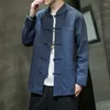 Men's Casual Shirts Style Linen Chinese Shirt Loose Plus Size Long Sleeve 2023 Spring Autumn Retro Tang Suit Men Clothing Tai Chi