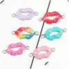 Charms 10Pcs Lips Enamel Alloy Bracelets Connectors For Diy Necklace Accessories Fashion Jewelry Finding Drop Delivery Findin Dhgarden Dh9Qx