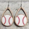 Boucles d'oreilles pendantes gravées coupe bois creux larme volley-ball Baseball Softball rond géométrique football basket-ball bijoux de sport