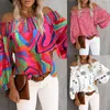 Women's Blouses Women's Elegant Loose Blouse Off Shoulder Long Sleeve Tops Lantern Floral Print Women Shirt Casual Female T-Shirts