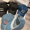 Denim Material Designer Ball Cap Couple's Same Holiday Hole Metal Letter Embroidery