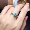 Fedi nuziali Stile europeo e americano Donna Blu Verde zircone Diamante Placcatura in oro bianco Anello Ragazza Gioielli per feste di matrimonio Regalo di compleanno Regolabile