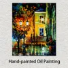 Cityscapes Canvas Art Southern Night Beautiful Street Landscape Pittura fatta a mano per l'home office moderno