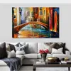 Moderne impressionniste toile mur Art venise pont peint à la main rue paysage peinture pour appartement décor