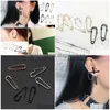 Charm Trendy Uni Punk Rock Style Safety Pin Ear Hook Stud Earrings Exquisite Jewelry Gift For Women Men Drop Delivery Dhzhz