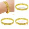 Charm Bracelets Genuine 24K Gold Bracelet 8Mm Car Flower Womens Mens Jewelry Giftscharm Lars22 Drop Delivery Dhcfm
