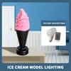 Dekorativa objekt Figurer 60cm Giant Statue Simulation Ice Cream Cone Lamp dessert Shop 12 av LED -färgändringar som ändrar reklammodellbelysning 230616