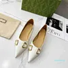 Dress shoes shoe buckle high heel metal buckle fine high heel pointed fashion leather shallow mouth comfortable single shoe women sandal size 35-41