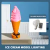 Dekorativa objekt Figurer 60cm Giant Statue Simulation Ice Cream Cone Lamp dessert Shop 12 av LED -färgändringar som ändrar reklammodellbelysning 230616