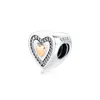 Loose Gemstones CKK Original Heart Charm 14k Real Gold & 925 Sterling Silver Two Tone Beads Fit Moments Bracelets DIY Jewelry 02215K