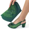 Dress Shoes Doershow Coming Matching Women Shoe And Bag Set Decorated Green Nigerian Italy STK1-7