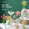 Block Rose Bouquet Vackra blomma Succulents Potted Building Blocks Romantic Kit Assembly Building Toy Girl Gift R230701