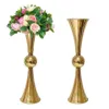 60 till 90 cm hög) Bröllopsmaterial Beklagande järn Gyllene Flower Stand Road leder Bröllopsarrangemang Trumpet Vase Table Dekoration Ornament