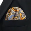 KH6 PAISLEY FLORAL GOLD YELLY BLUE HONDKERCHIEF MENS 넥타이 Jacquard Woven Pocket Square Suit Gift 1381015282m