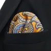 KH6 Paisley Floral Gold Yellow Blue Fazzoletto Cravatte da uomo Jacquard Tessuto Pocket Square Suit Gift1381015282m