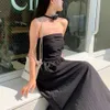 Summer New Fashion maxi Dress Women's Versatile Slim Wrap Breast Tie A-line Little black clothes Dress SEXY DRESSES FOR WOMEN