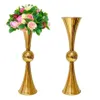 60 bis 90 cm hoch) Hochzeitszubehör, schmiedeeiserner goldener Blumenständer, Straße führt, Hochzeitsarrangement, Trompetenvase, Tischdekoration, Ornamente