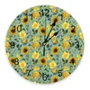 Wall Clocks Sunflower Flower Butterfly Wood Grain Print Clock Art Silent Non Ticking Round Watch For Home Decortaion Gift