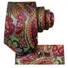 Bow Ties Red Green Paisley Jedwabny krawat ślubny dla mężczyzn Condyt Cufflink Prezent Fashion Fashion Party Business Dropship Hi-Tie Designer