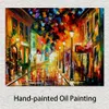 Modern Canvas Art Street-scener Vågor av spänning Handmålade oljemålningar vardagsrumsdekor