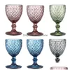 Wine Glasses European Style Embossed Glass Stained Beer Goblet Vintage Household Juice Drinking Cup Thickened Drop Delivery Home Gar Dhh8C