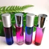 Color gradient 10 ml Glass Essential Oils Roll-on Bottles with Stainless Steel Roller Balls Roll on Bottle 9 Colors 8 caps Umscc