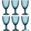 Bicchieri da vino Calici in vetro vintage Calici in rilievo con gambo assortiti colorati Bere per bevande succhi d'acqua 064521 Drop Delivery Home Gar Dhjin