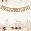 Decorative Flowers Christening Communion Party Garland Burlap Banner God Bless Baptism Rustic Bunting Decor