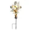 Flores decorativas Navidad para Cruz Flor Estaca Lámpara con energía solar Decoración Ornamento Artesanía