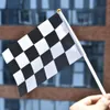 Bannerflaggor 10pcspack 8th Black and White Square Hand Flag 14*21cm Racer Waving Racing Banners Dekorativ sportbil 230616