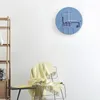 Wandklokken Creatieve Cement Klok Modern Blauw 3d Stille Horloges Nordic Luxe Home Decor Woonkamer Slaapkamer Cadeau-ideeën