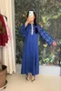 Etnische Kleding Moslim Arabische Dubai Vrouwen Geborduurde Pailletten Losse Jurk Lange Mouwen Islamitische Arabische Eid Mubarak Kaftan Abaya Turkije