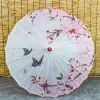 Parapluies en papier anti-pluie à la mode Artisanat traditionnel chinois Manche en bois Papiers à l'huile Parapluie Fête de mariage Accessoires de scène