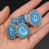 Подвесные ожерелья натуральный синий агат круглый каменный разъем Gem Gem с золоты