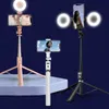 1.7m çok fonksiyonlu T12 selfie monopodlar Kablosuz Bluetooth Uzaktan Uzatılabilir Selfie Stick ile Çift Hafif Cep Telefonu Stand Tutucu Kamera Tripod