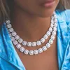 Strands Bling Luxury Paved Crystal Heart Cuban Link Chain Necklace for Women Hip Hop Iced Out Round Square Tennis Choker Jewelry 230613