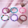 Fili di perline Uni Bracciale Corda di fluorite Perline rotonde Sette colori Vetro Corda elastica Mano Pietra luccicante Taglia unica Pseras Lars22 Dr Dhxso