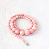 Kedjor mode kvinnor rosa rhodochrosite 6-14mm runda pärlor diy halsband eleganta kedja choker smycken 18 tum b617