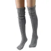 Women Socks Women's Cable Mid-Length Cotton Pile Knit Stockings College Style Thigh Tall Winter Solid Color Over-the-Knee Leggings
