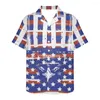 Camicie casual da uomo USA Bandiera americana Motivo a stelle Camicia hawaiana da uomo nera Top allentato 5xl Stampa per uomo Moda Donna Tee traspirante