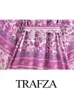 التستر على الثياب الحضرية المثيرة Trafza Women Fashion خمر اللون ثنائي الأزهار المطبوعة البوهيمية بوهيمية الأكمام Batwing الأكمام الفضفاضة النحيفة بيكيني تغطية المرأة الفساتين 230616